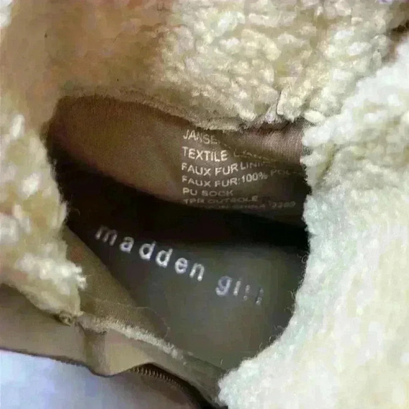 Madden Girl Faux Fur Lined Jansenn Tan Lace Up Ankle Boot Women Size 8.5 - Picture 7 of 9